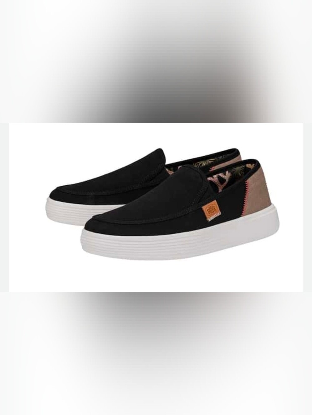 Hey Dude Black and Tan Slip-On Loafers for Men